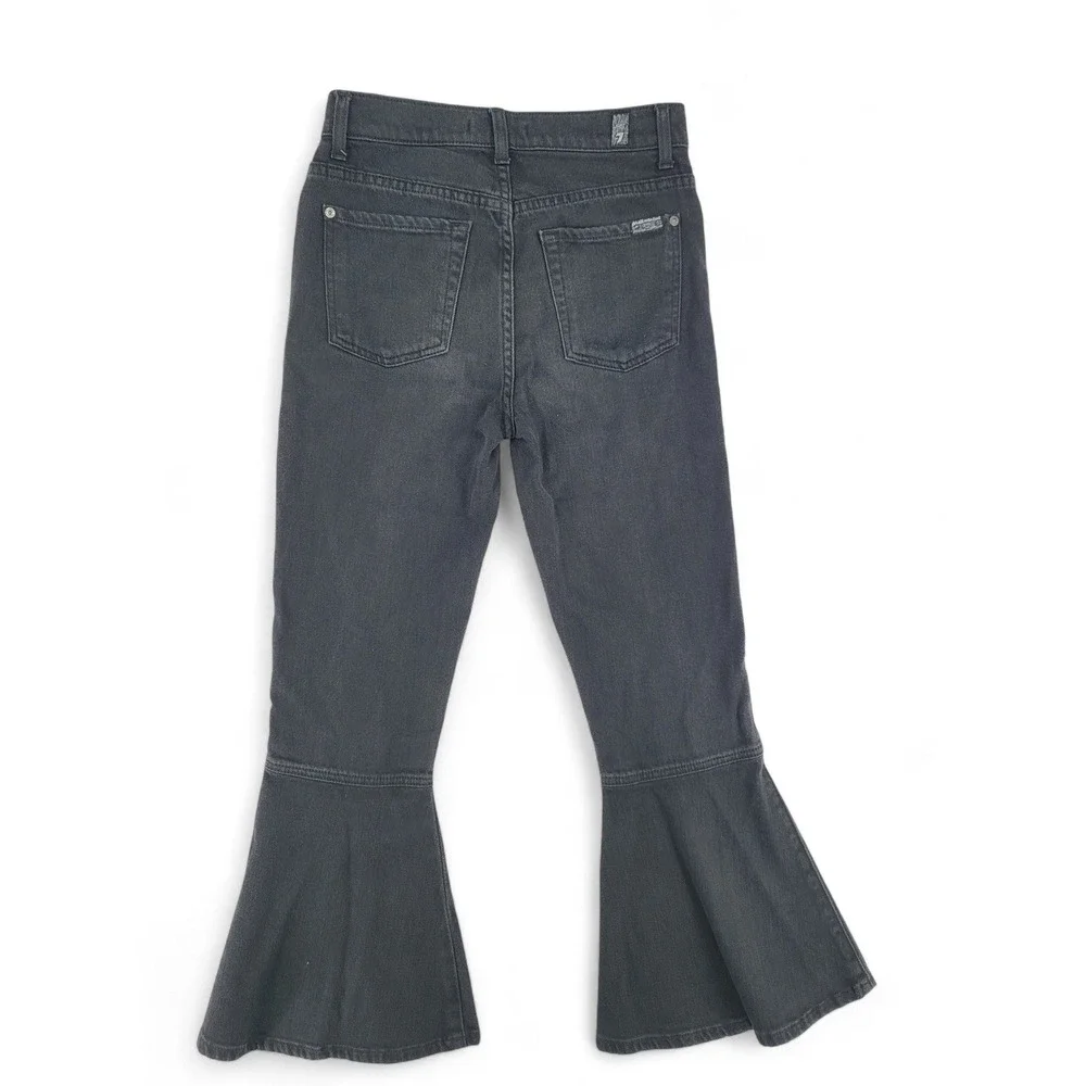 7 For All Mankind Black Bell Bottom Flare Jeans 25 High Rise Stretch Y2K Boho